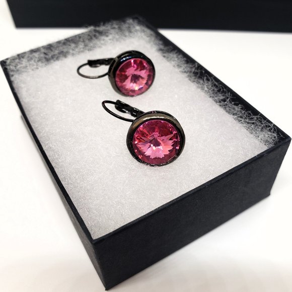 Rose Pink Drop Dangle Earrings - Picture 2 of 6